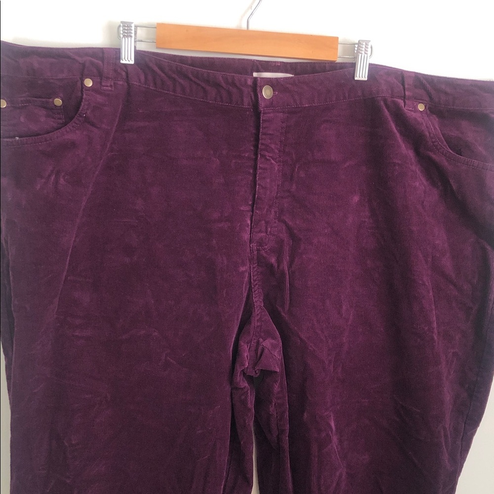 Woman within spring plus size 32 wide Rich Plum Corduroy Pants